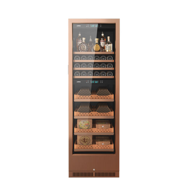 JS175 Dual Temperature Dual Compressor Wine & Cigar Cabinet Rose Gold put 800cigar and 80 bottle